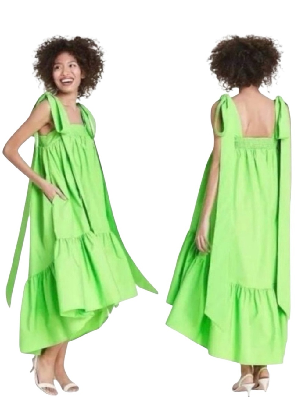 Christopher John Rogers x Target Lime Green High-Low Tie Shoulder Sundress